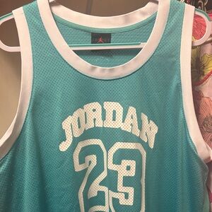Jordan Aqua and White Mesh Jersey
